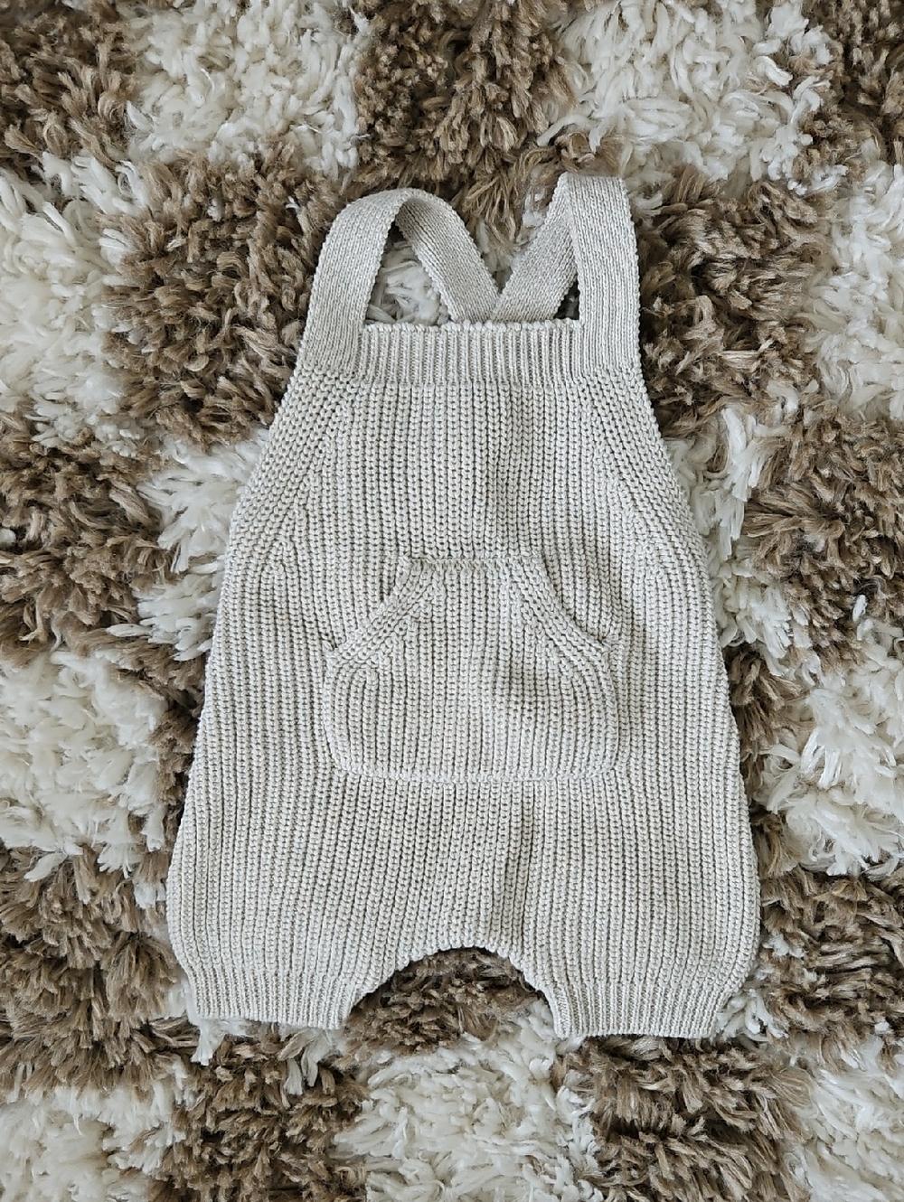 Mebie Baby Neutral Knit Romper Overalls  | 0-3 Months